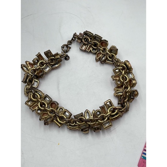 J. Crew Glacier Faceted Pink AB Opalescent Rhinestone Floral‎ Statement Necklace - Picture 13 of 16